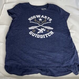 Harry Potter Hogwarts Quidditch T Shirt Women's Large Blue Graphic T WB Licensed